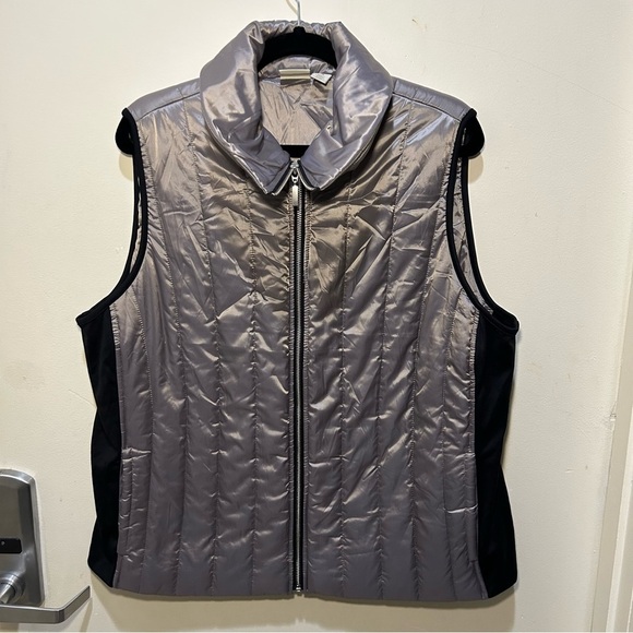 Chico’s Zenergy Metallic Zip-Up Puffer Vest Size XL - Picture 1 of 10